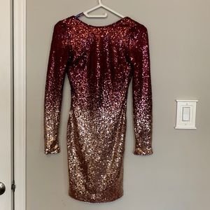 Red and pink sequin dress